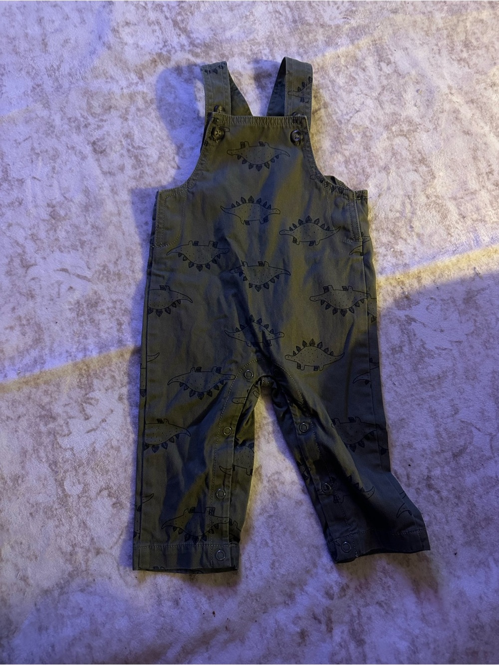 Carter's Olive Green Dinosaur Print Overalls- size 9M